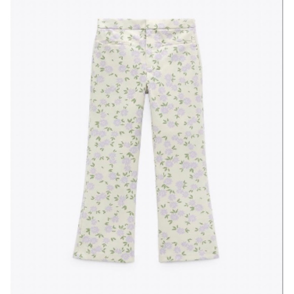Zara NWT mini flare floral print crop ankle pants M - Picture 4 of 6